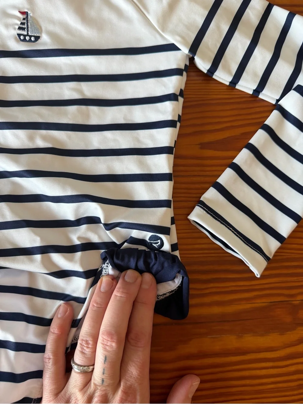 Sperry Long-Sleeve Stripe One-Piece Swimsuit 4T